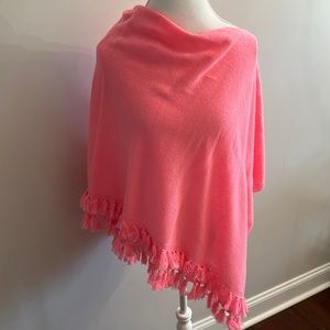 Lily Pulitzer Cashmere Coral Poncho 1 size